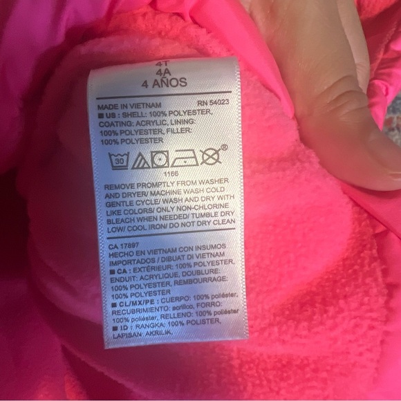 Old navy puffer vest girls size 4T bright pink - Picture 4 of 6